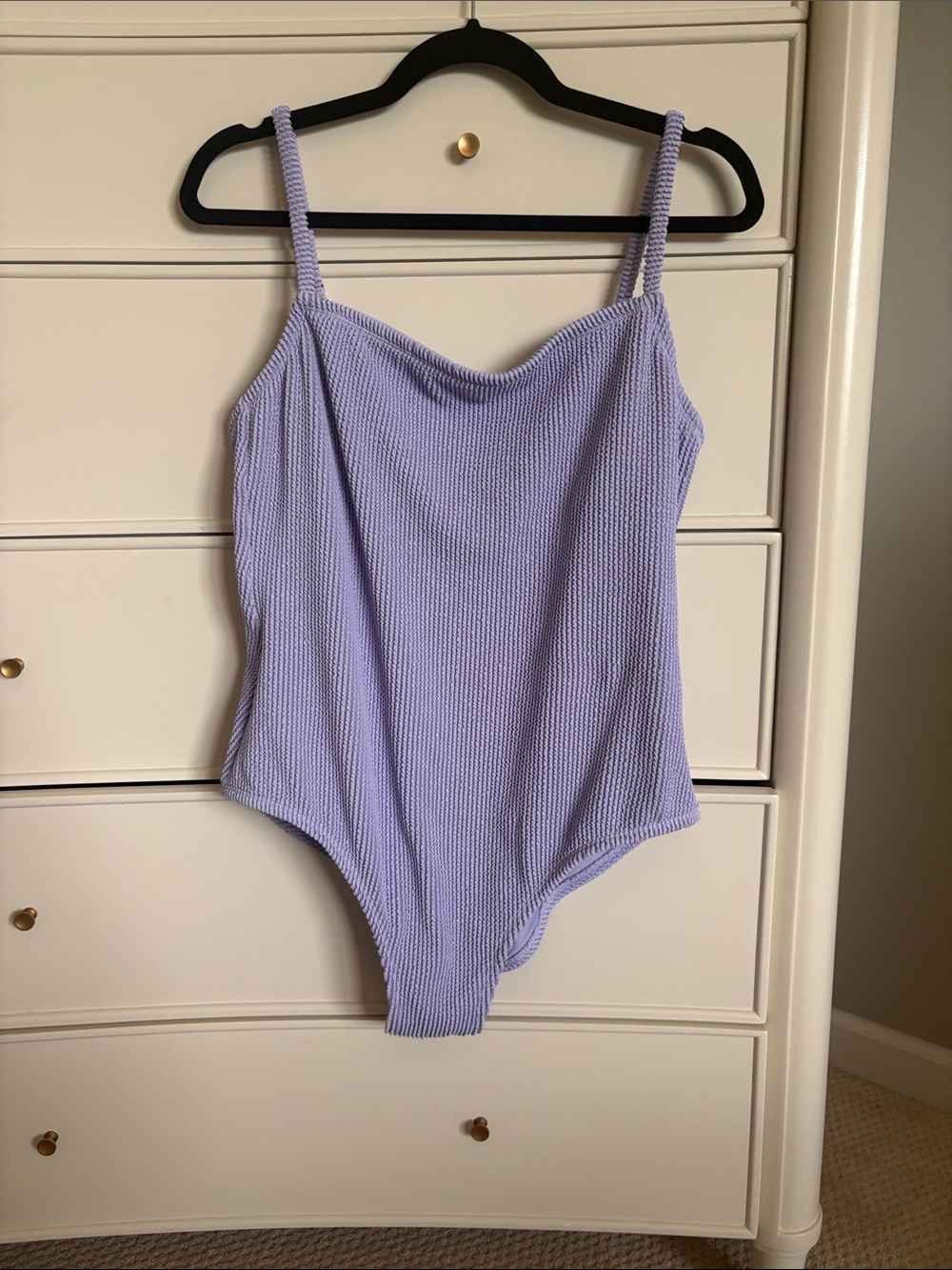 Kona Sol Lavender Ribbed One-Piece Swimsuit